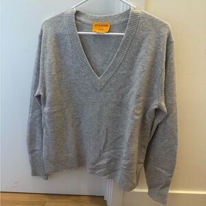 Guest in Residence Gray V-Neck Sweater